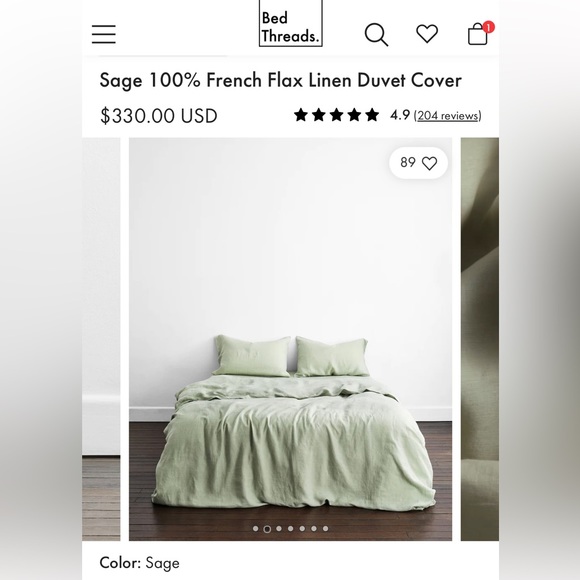 Bed Threads Bedding Bed Threads 0 French Flax Linen Duvet In Sage